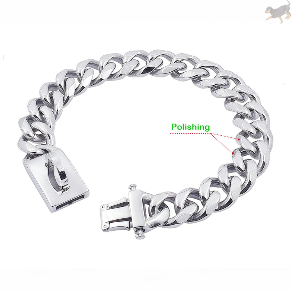 Collar de Perro Dorado de Acero Inoxidable