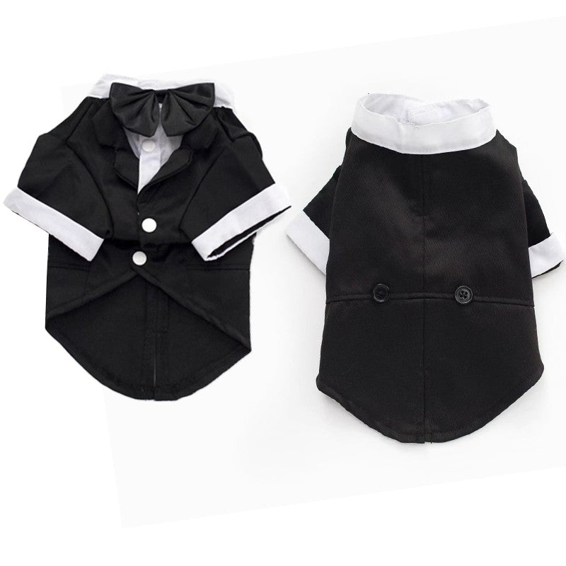 Traje Formal con Corbata y Moño para Mascotas