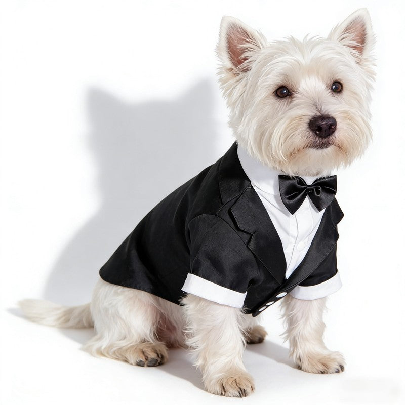 Traje Formal con Corbata y Moño para Mascotas