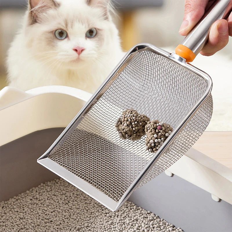 Pala para Arena de Gatos Antiadherente de Malla Fina de Acero Inoxidable