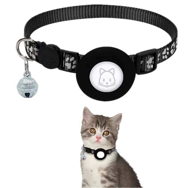 Collar Reflectante Compatible con AirTag para Gatos