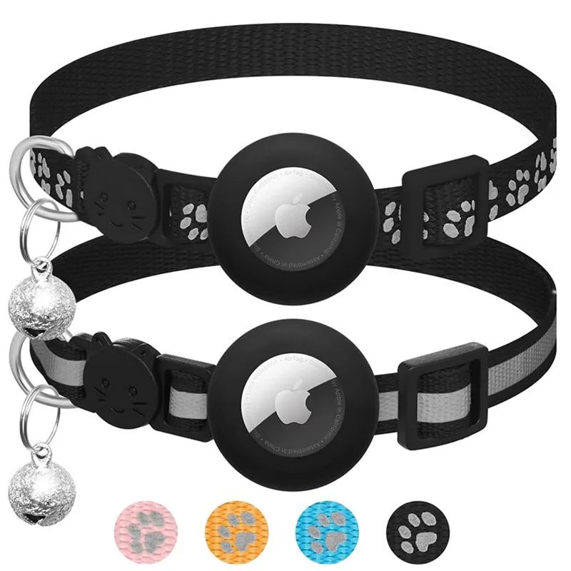 Collar Reflectante Compatible con AirTag para Gatos