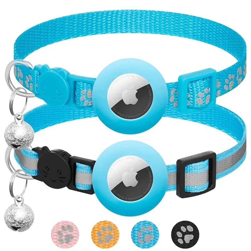 Collar Reflectante Compatible con AirTag para Gatos