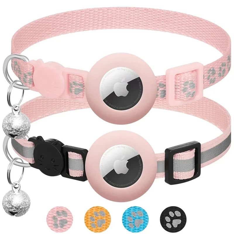 Collar Reflectante Compatible con AirTag para Gatos