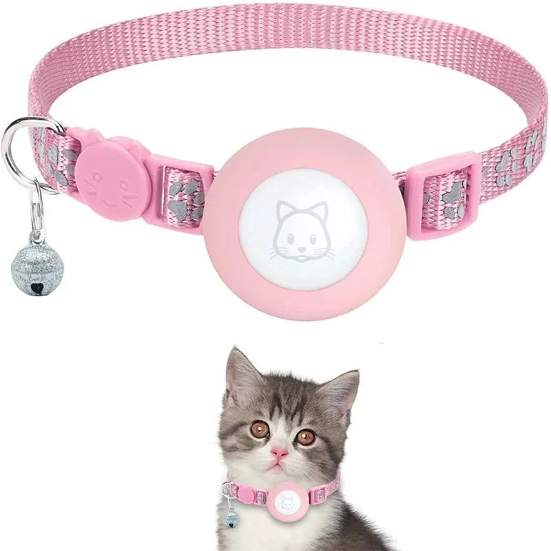 Collar Reflectante Compatible con AirTag para Gatos