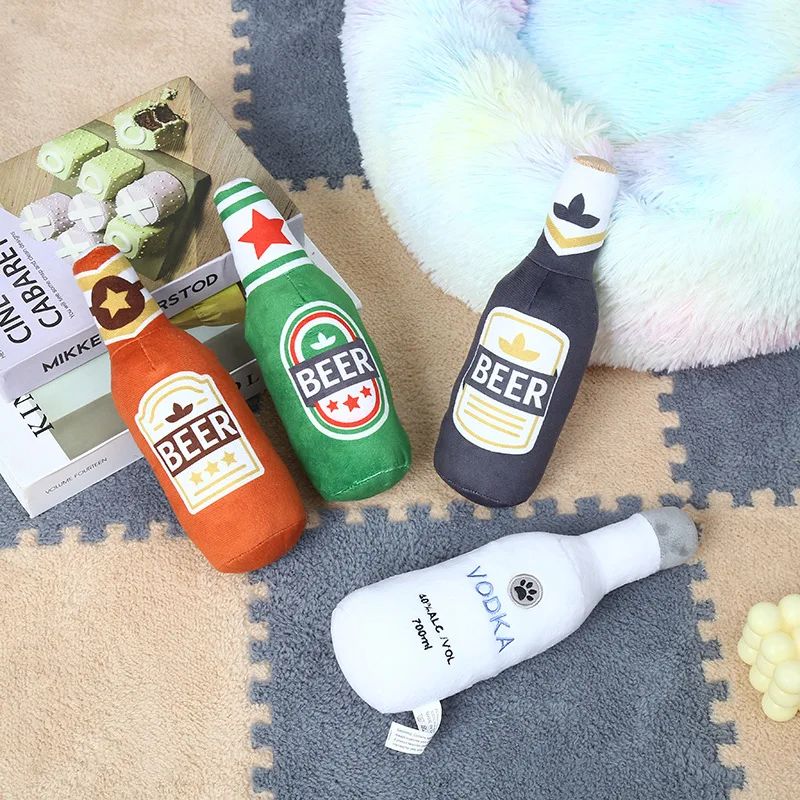 Juguetes de Peluche en Forma de Botella para Perros
