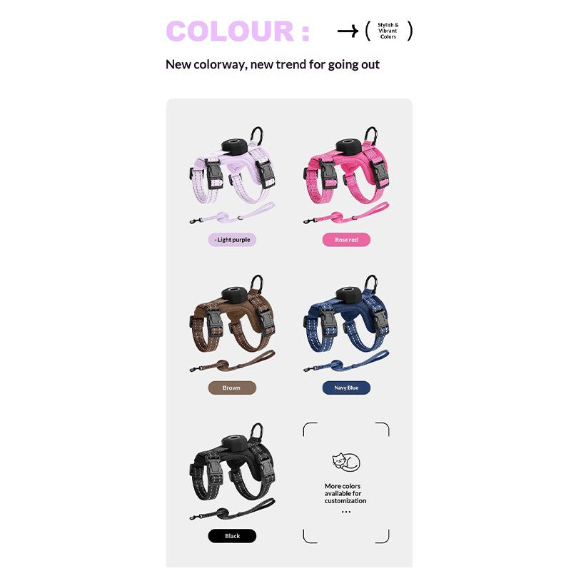 Chaleco Reflectante Compatible con AirTag para Gatos