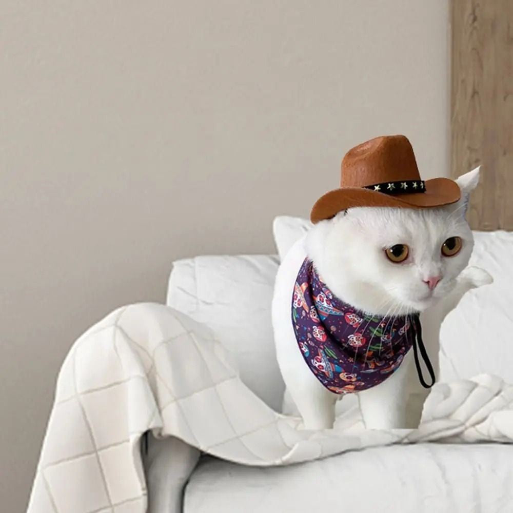 Sombrero Vaquero Ajustable para Perros Pequeños y Gatos