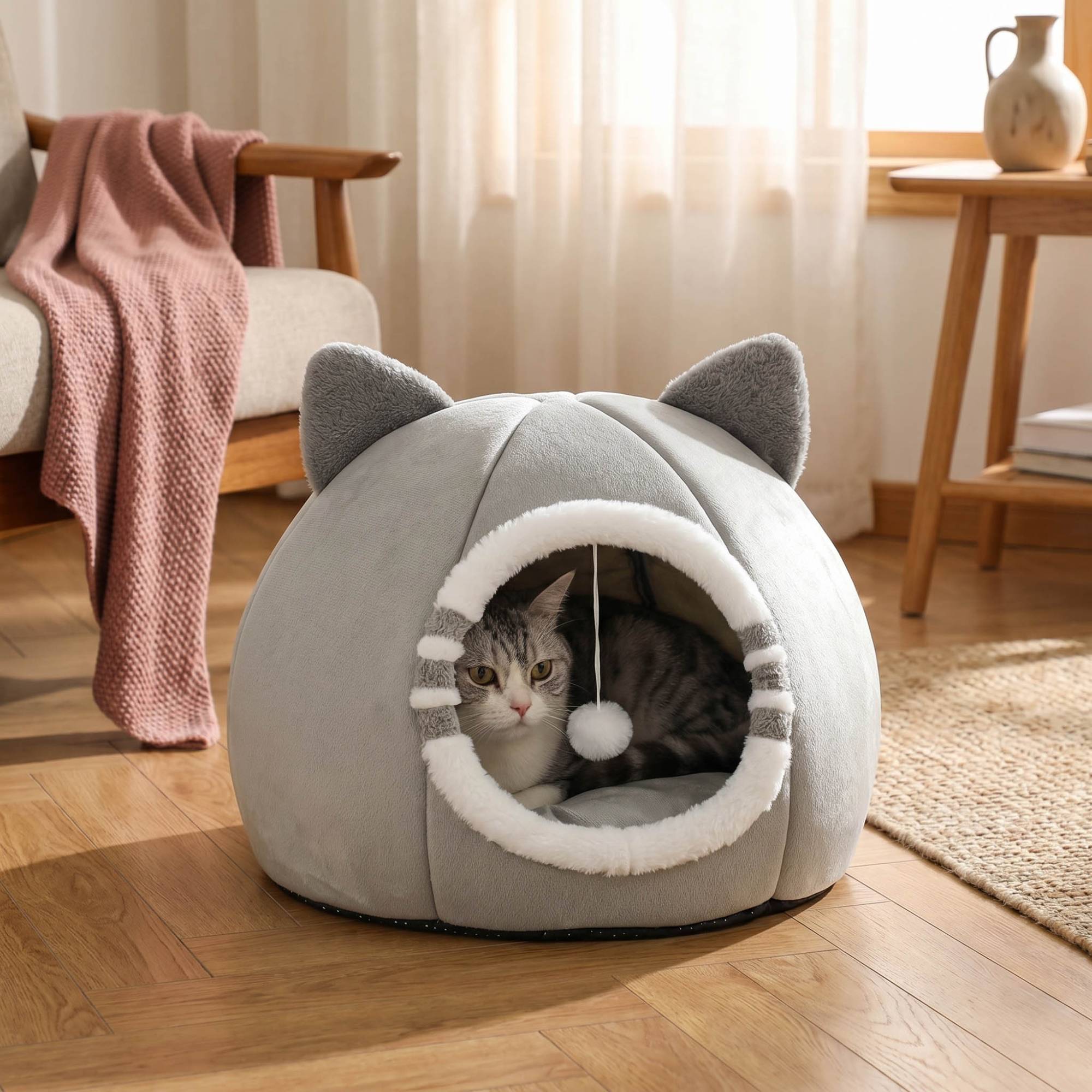 Cama Cueva para Gato con Cojín Suave