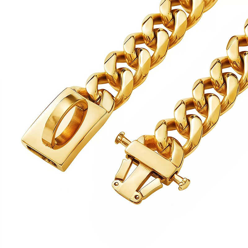 Collar de Perro Dorado de Acero Inoxidable