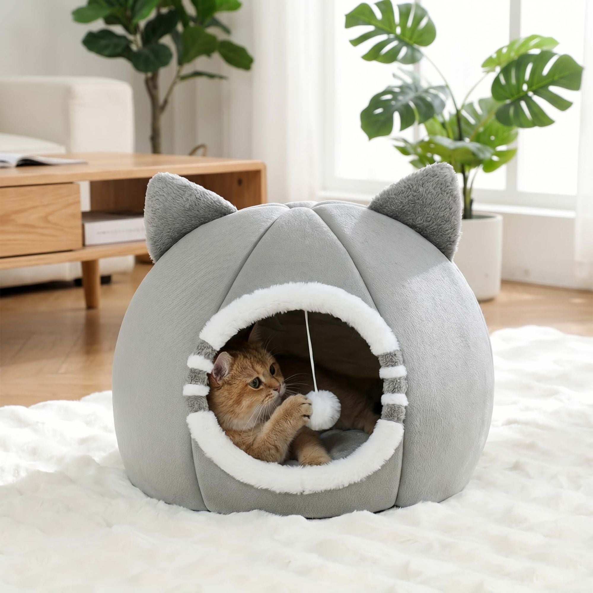 Cama Cueva para Gato con Cojín Suave