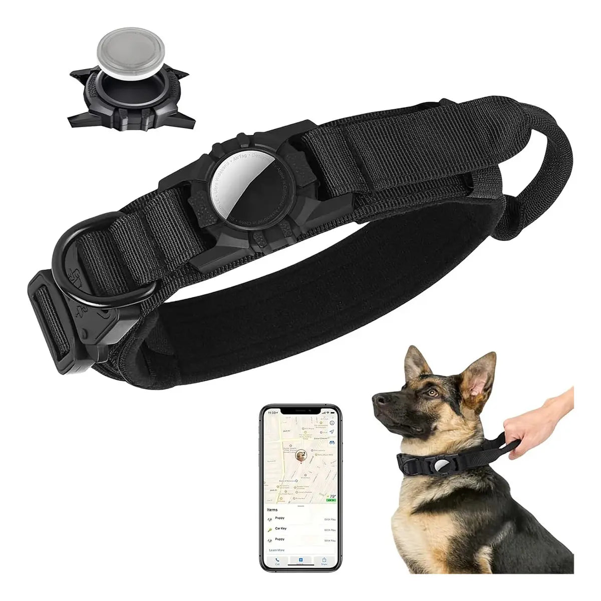 Collar Táctico Compatible con AirTag para Perros